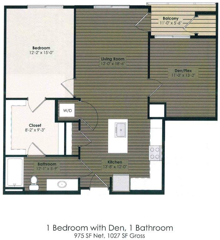 1 Bedroom with Den - Alcott