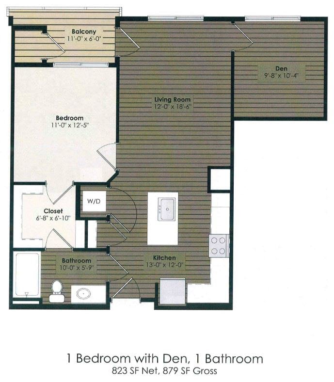 1 Bedroom with Den - Burnett